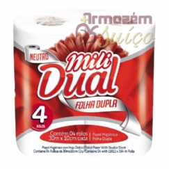 Foto Papel Higiênico Mili Dual Folha Dupla 30 MT - 4 Rolos